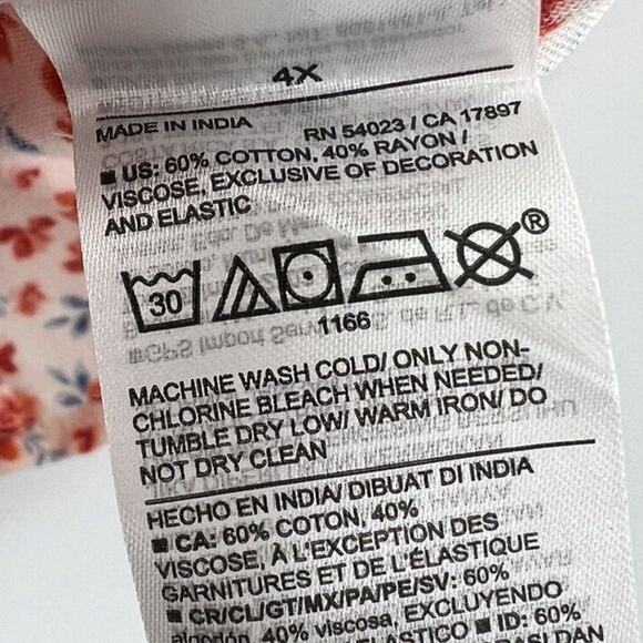 Old Navy Blouse Size 4X Floral Boho Babydoll Tie Back Short Flutter Sleeves Top - Picture 12 of 12